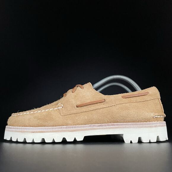 Sperry Authentic Original Men’s Size 8 Tan Suede Moc Toe 3 Eye Lug Boat Shoe NEW - Picture 1 of 9